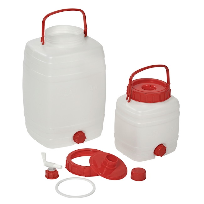 Fût carré 5 lt, PE-HD, avec robinet